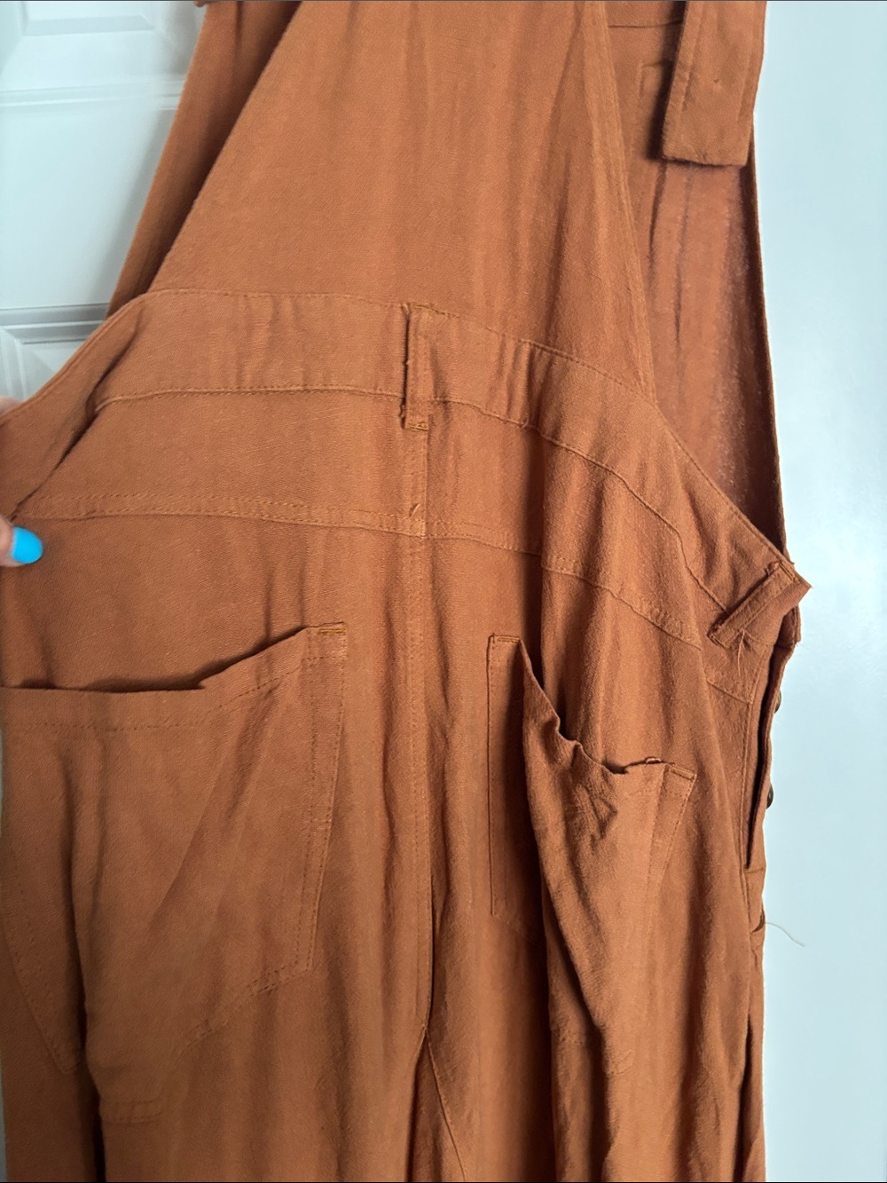 Three Bird Nest Rust Brown Midi Overall Dress - Picture 6 of 6